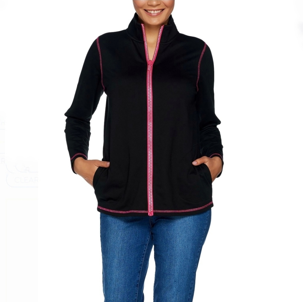 New Quacker Factory French Terry Zip Front Jacket